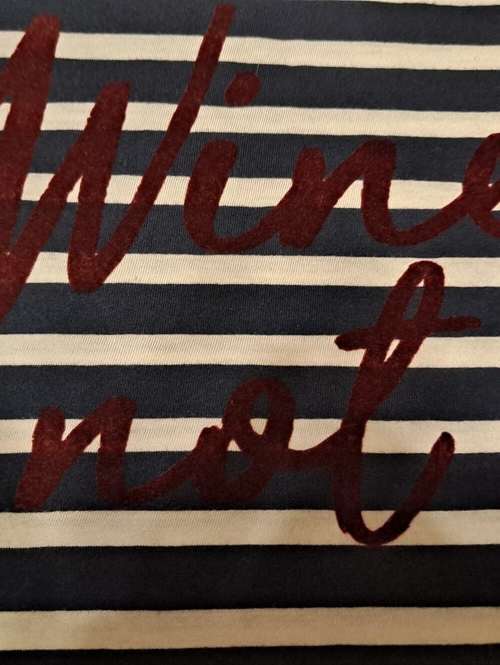 Lane Bryant Womens Navy & White Striped Tee - 'Wine not?' Graphic Size 18/20 - Picture 4 of 6